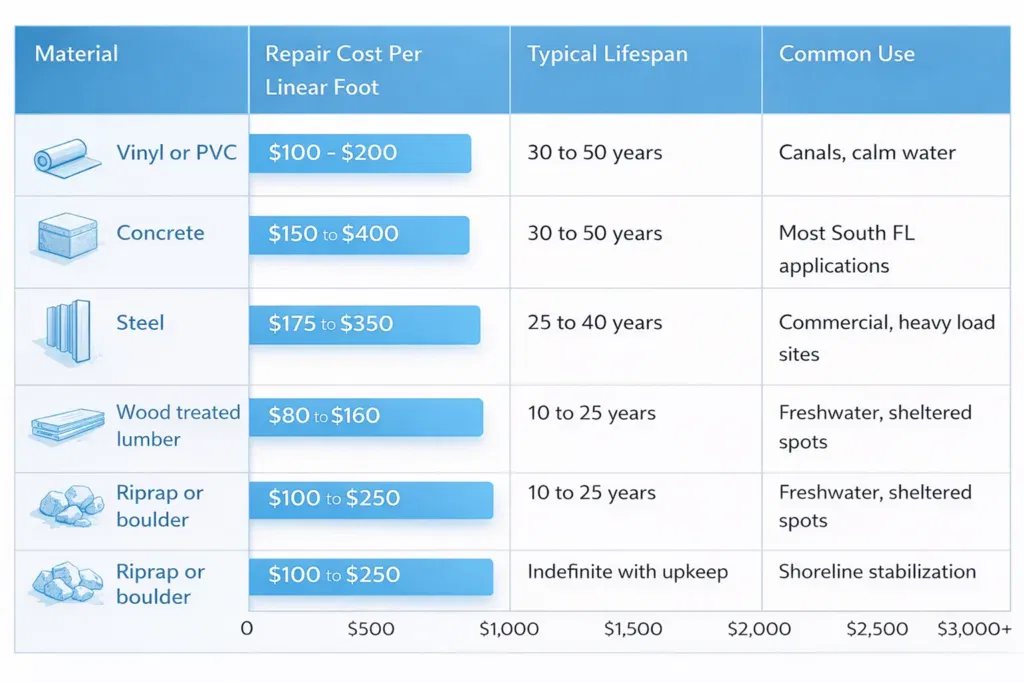 Seawall repair cost factors checklist for homeowners